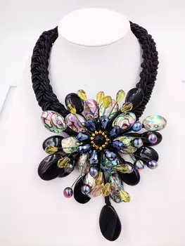 

NEW Necklaces Hot Sale Transparent Big Resin Flower Vintage Choker Cord Necklace