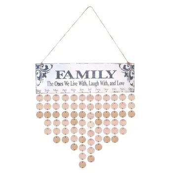 

ALLOYSEED 2018 Wooden Family Birthday Calendar Wood DIY Wall Hanging Specical Date Sign Reminder Planner Board Home Decor Gift