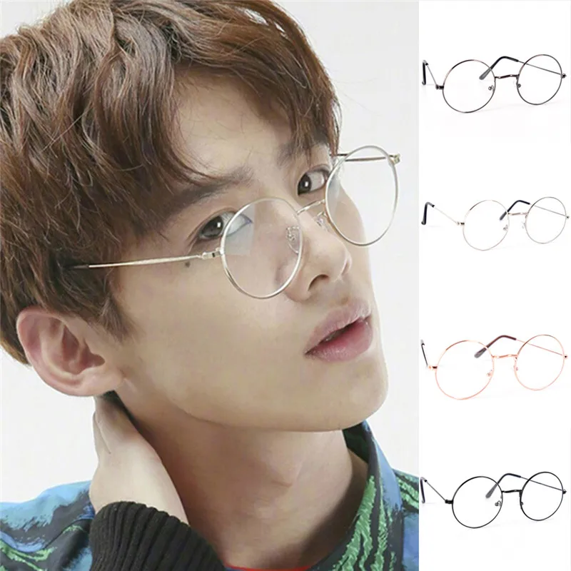 

Women Men Round Spectacle Glasses Frames Glasses With Clear Glass Myopia Optical Transparent Glasses