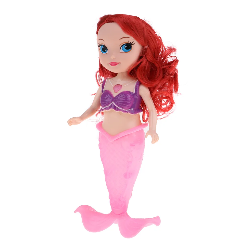 

Princess Mini Mermaid Dolls Plastic Doll with LED Light Singing Girl Doll Toys for Kids Birthday Gifts (Pink Tail)