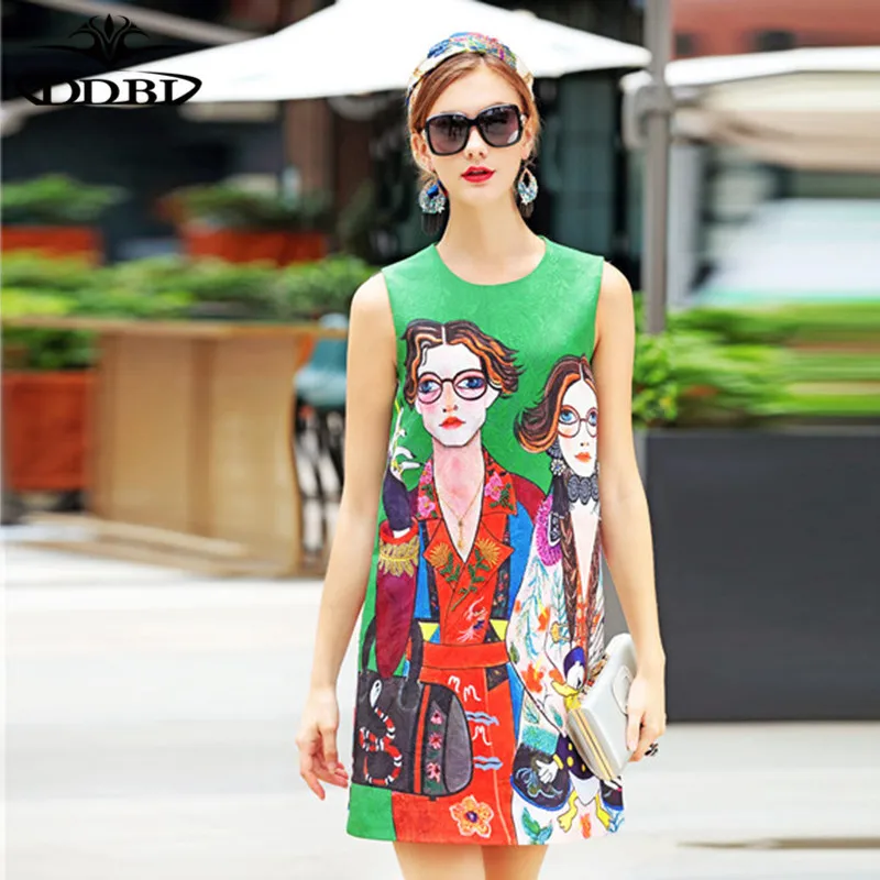 fashion persons print tank dress designer runway dress high quality 2018 20180516