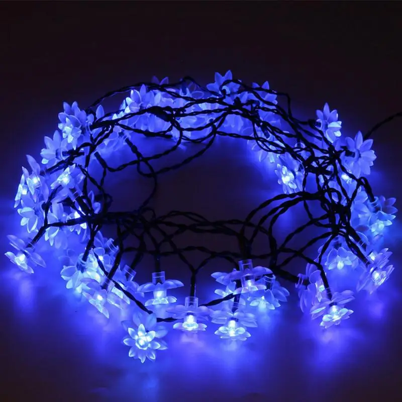 Solar LED String Lights Double Lotus Family Outdoor Party Solar Blue