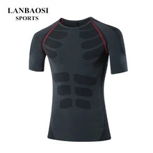 Майки мужские Лучшие Качества Мужские Сжатия Футболки Стрейч Пот Влагу Фитнес Бег Обучение С Коротким Рукавом Плюс Размер