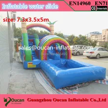 7.3×3.5x5m PVC tarpaulin children inflatable water slide with pool for kids, inflatable water slides for sale