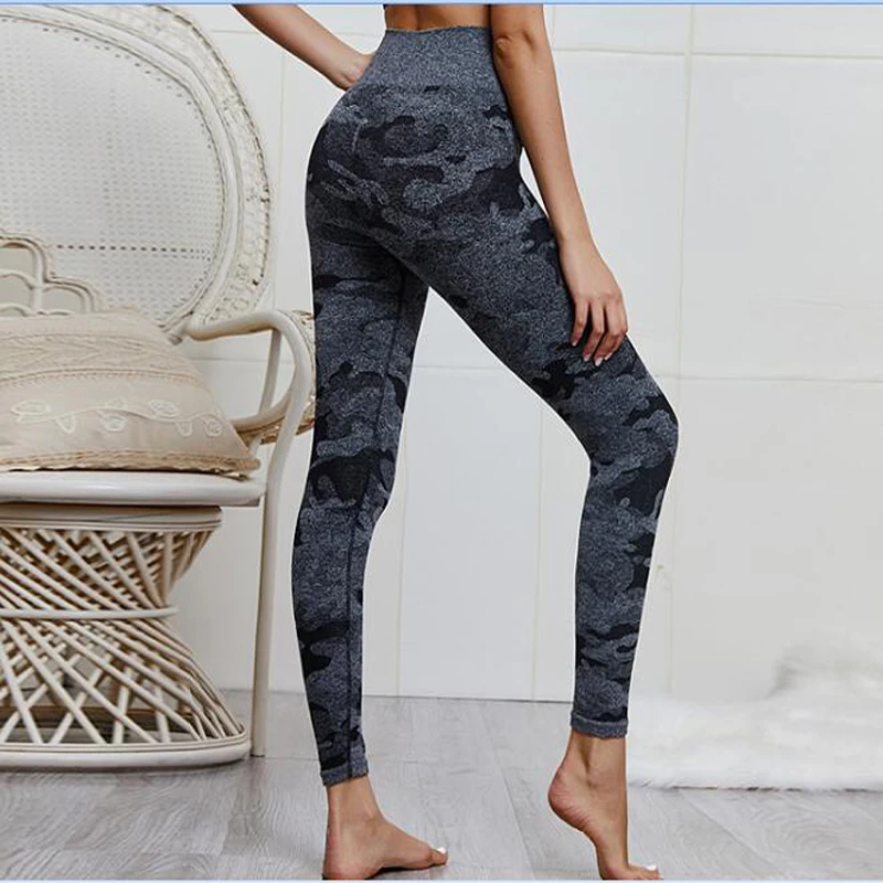 التمويه عالية الخصر رفع طماق النساء سلس مرونة عالية سراويل رياضية الرياضية تجريب يغطي الرجل عارضة Leggins موهير