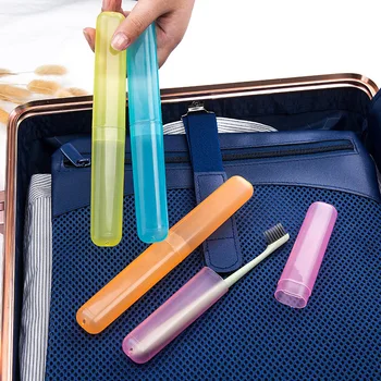 

eTya Fashion Transparent Travel Toothbrush Box Wash Bag Organizer Toothbrush Holder Protect Cover Case Travel Accessories