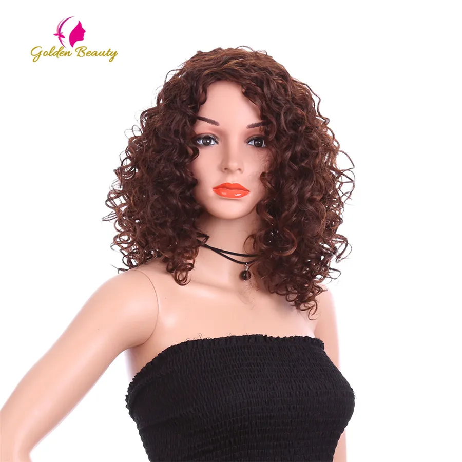Buy Golden Beauty Curly Wig Ombre Brown Synthetic Afro