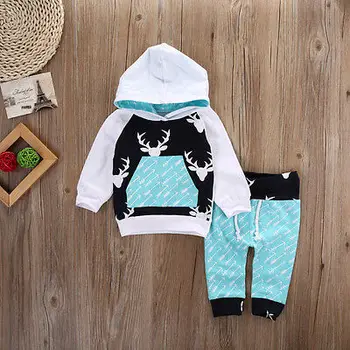 

PUDCOCO USA Boutique Toddler Baby Boys Hoodie Tops Pants Home Outfits Set Clothes Casual Support wholesale