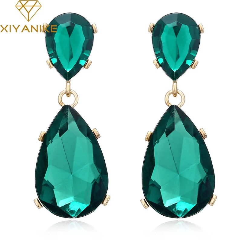 

XIYANIKE Luxury Colorful Glass Crystal Big Drop Earrings for Women Statement Accessories Engagement Party Jewelry Gift E1767