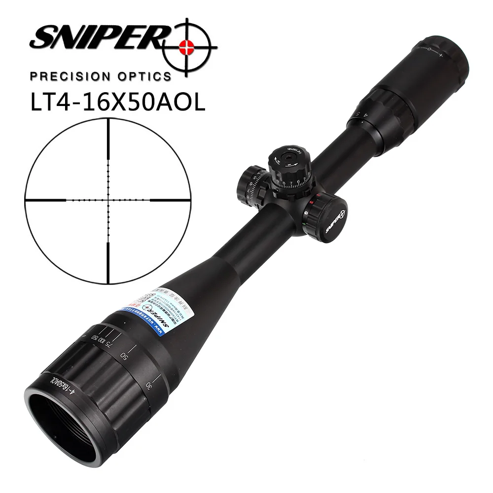 

SNIPER 4-16X50 AO Tactical Sight 1 inch Full Size Locking Reset Riflescope Mil Dot Illuminated Reticle Hunting Rifle Scope