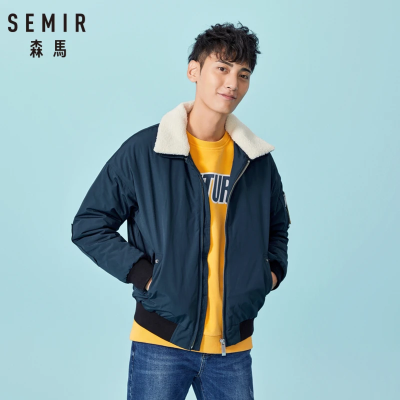 SEMIR Men Sherpa-Collar Bomber Jacket 