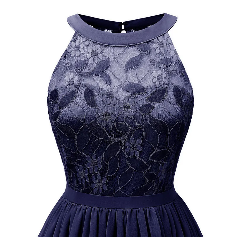   Women Summer Vintage Princess Floral Lace Dress Cocktail Elegant Dress Neckline Party Aline Mini Swing Dress#4M11 (22)