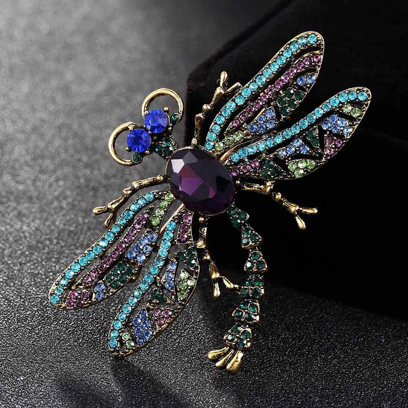 

Fashion Colorful Rhinestone dragonfly Pin brooch For Women Men Statement Punk Jewelry Women's Vintage Christmas Brooches Bouquet