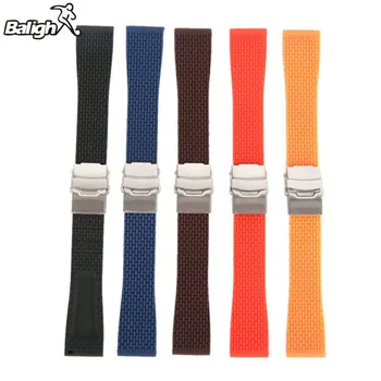

18mm, 20mm, 22mm, 24mm New Silicone Rubber Watch Strap Band Deployment Buckle Waterproof BLack Fashion Watchband 5 colors