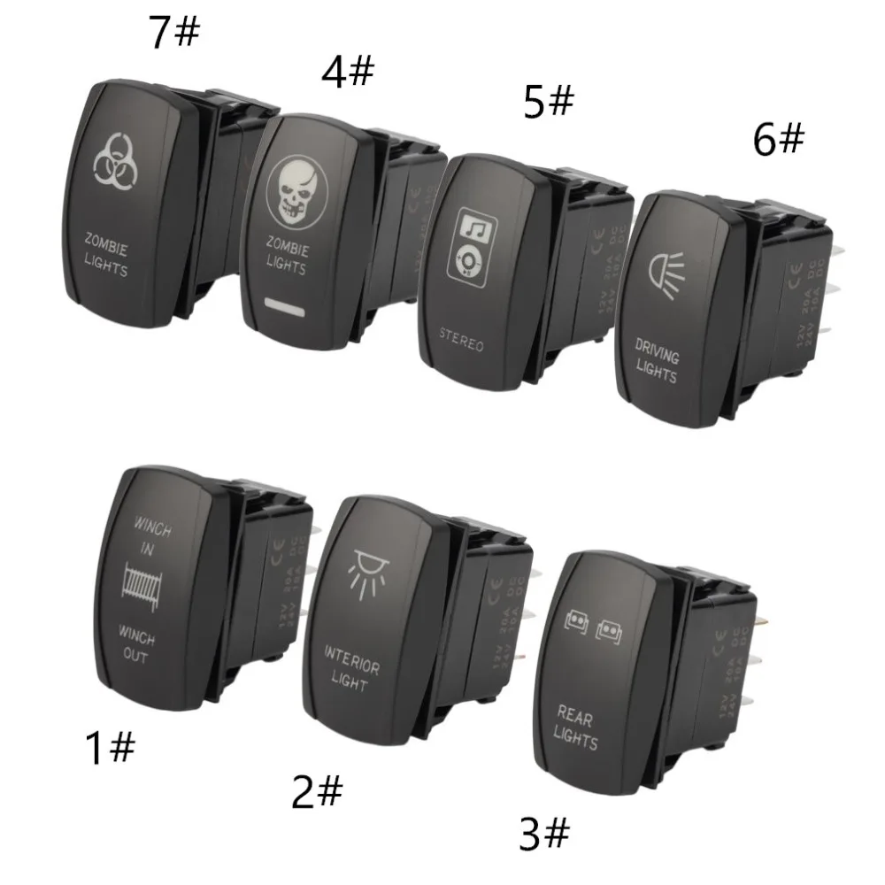 12V Rocker Switch 7 PIN Blue Laser Etched ARB Carling Narva Rocker