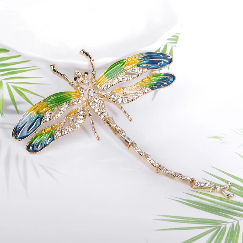 

Madrry Exquisite Dragonfly Shape Brooches Colorful Crystal Enamel Jewelry Women Kids Suit Coat Scarf Pins Party Ornaments Gifts