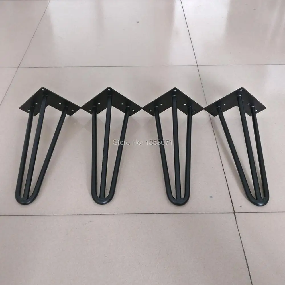 

4 x 12 Inch 3 Rods Metal Hairpin Furniture Legs in Black(1/2" Rods)