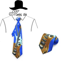 Новинка 4 дюйма Широкий Классический 4 цвета большой гитара синий микс Узор Галстук Полиэстер Тканый классический мужской вечерние галстук Gravata