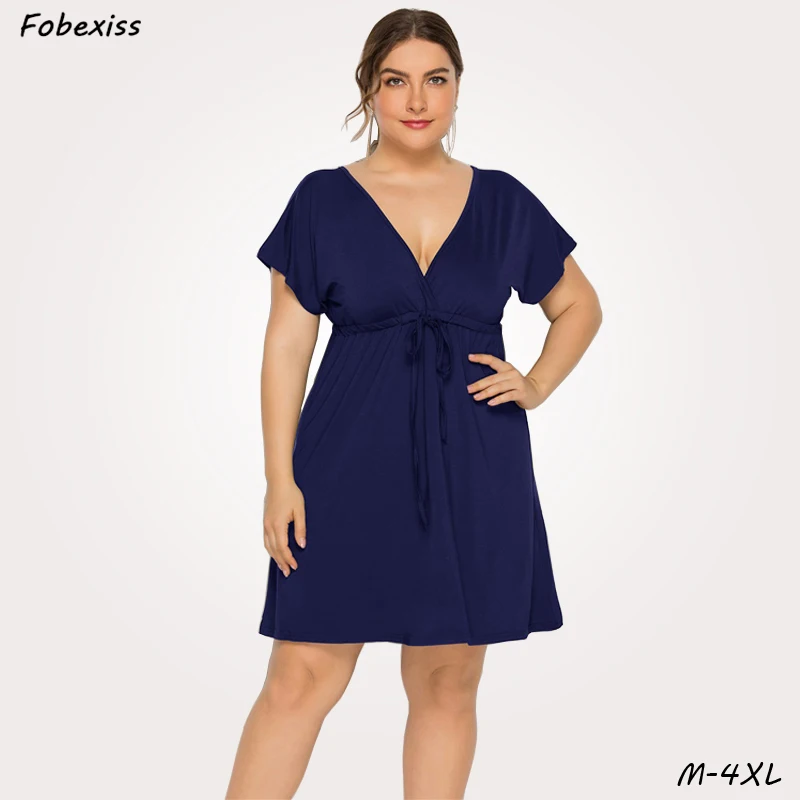 

Summer Dress Women 2019 Plus Size 4XL Short Party Dresses Elegant Blue Sexy Dress Women Party Night Maxi Deep V-Neck Print Dress