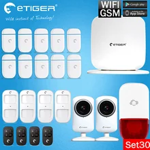 Etiger WiFi/GSM Más Reciente Aystem con 2x Cámara de Interior del IP de Alarma y Android/IOS App