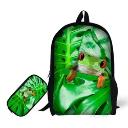 Детский Школьный рюкзак с пенал с принтом лягушки школьные сумки для мальчиков Модная одежда для девочек школьный + Карандаш сумка Книга