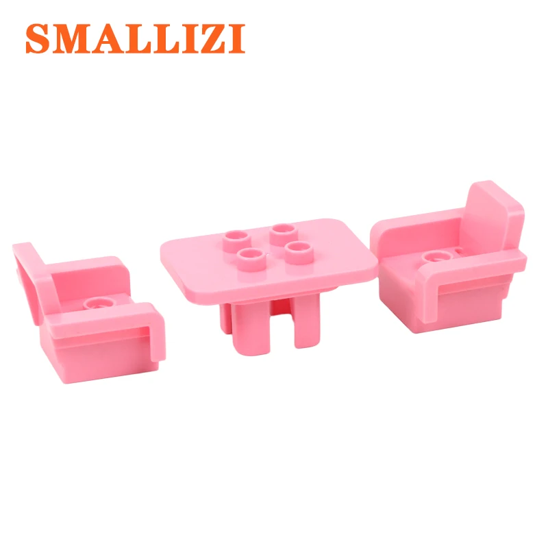 Furniture Sofa Table Chair Accessories Building Blocks Self-locking Bricks Parts Compatible With Duplo Educational Toy For Kid Furniture Sofa Table Chair Accessories Building Blocks Self-locking Bricks Parts Compatible With Duplo Educational Toy For Kid