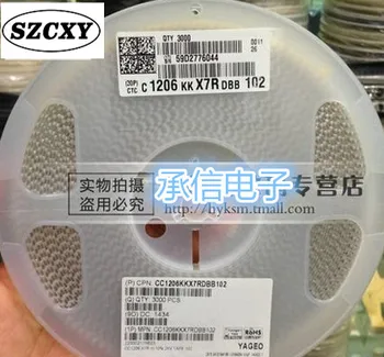 

New and original 100PCS C1206KKX7RDBB102 1206 102K 1NF 2KV Ceramic capacitor
