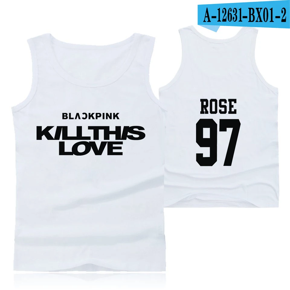 Blackpink KILL THIS LOVE жилет Корейский Летний с круглым вырезом популярная летняя уличная модная повседневная одежда без рукавов для мужчин/женщин - Цвет: white