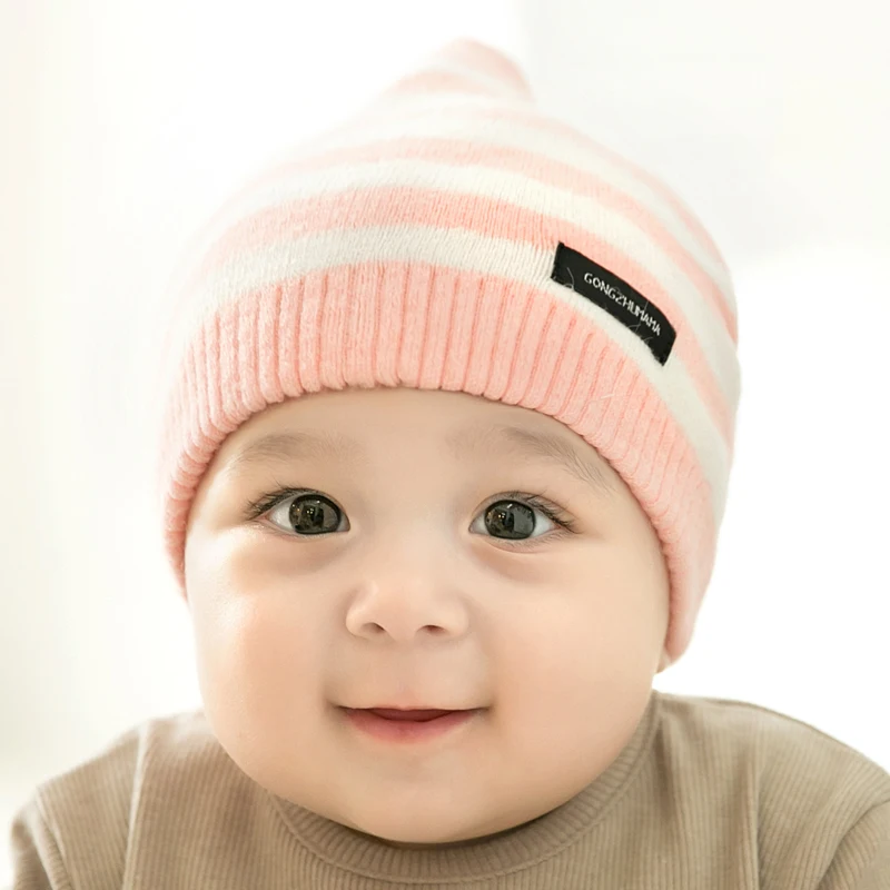 CieiK Newborn Photography Props Soft Baby Hat Warm Children Winter Cap Boys Girls beanie Infant Striped Muts Baby Accessories (7)