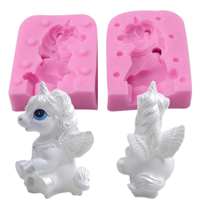 

GODWJ Unicorn Shape Fondant Silicone Mold Resin Soap Mold Handmade Birthday Cake Decorating Tools DIY Chocolate Mold