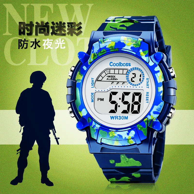 navy blue digital watch