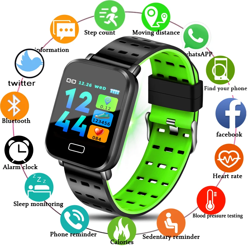 

LIGE2019 New fitness Watch Waterproof Sport band Smart bracelet Blood Pressure Heart Rate Monitor Pedometer Smart Watch Men+Box