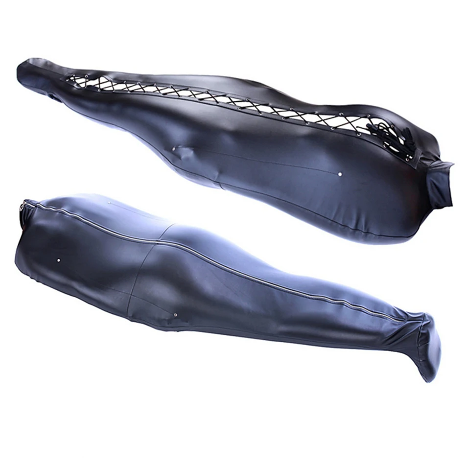camaTech Soft PU Leather BDSM Body Bondage Bag With Open Head Concealed Arm Restraint Sex