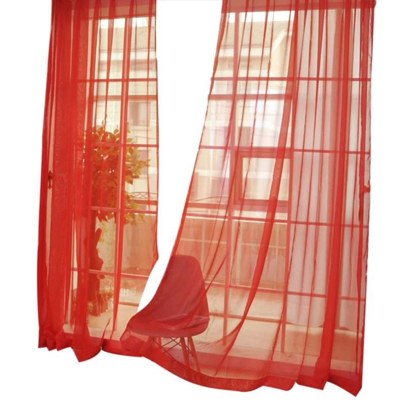 Hoomall 1 шт. Высококачественная однотонная свадебная ткань прозрачный оконный экран готовые шторы украшение для дома 100x200 см - Цвет: A01