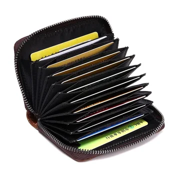 

Wholesale Vintage Cow Leather Credit Card Holders Card Holder Accordion Design ID Bank Card Cases Coin Wallets Brand CardHolder