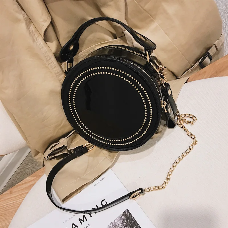 Женская сумка круговой дизайн модная сумка на плечо кожаная женская сумка через плечо сумка-мессенджер дамская сумочка женская круглая сумка - Цвет: BLACK