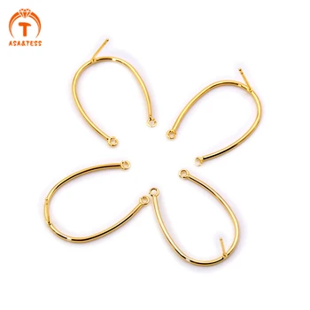 

10 Pcs Polish Gold Plated Brass Open Round Earring Finding 28mm Simple half Circle Ring Ear Wares Hooks Posts DIY Making Jewelry
