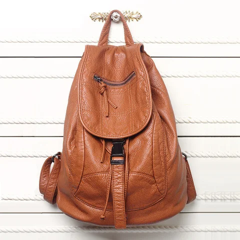 Moda Suave Mulheres Mochila da Juventude de Alta Qualidade de Couro Lavado Bolsa de Ombro Mochila Escolar Mochilas para Meninas Adolescentes do Sexo Feminino