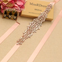 MissRDress – ceinture de mariée en strass, grande taille, en diamant, or Rose, cristal, pour robes de soirée de mariage, JK898