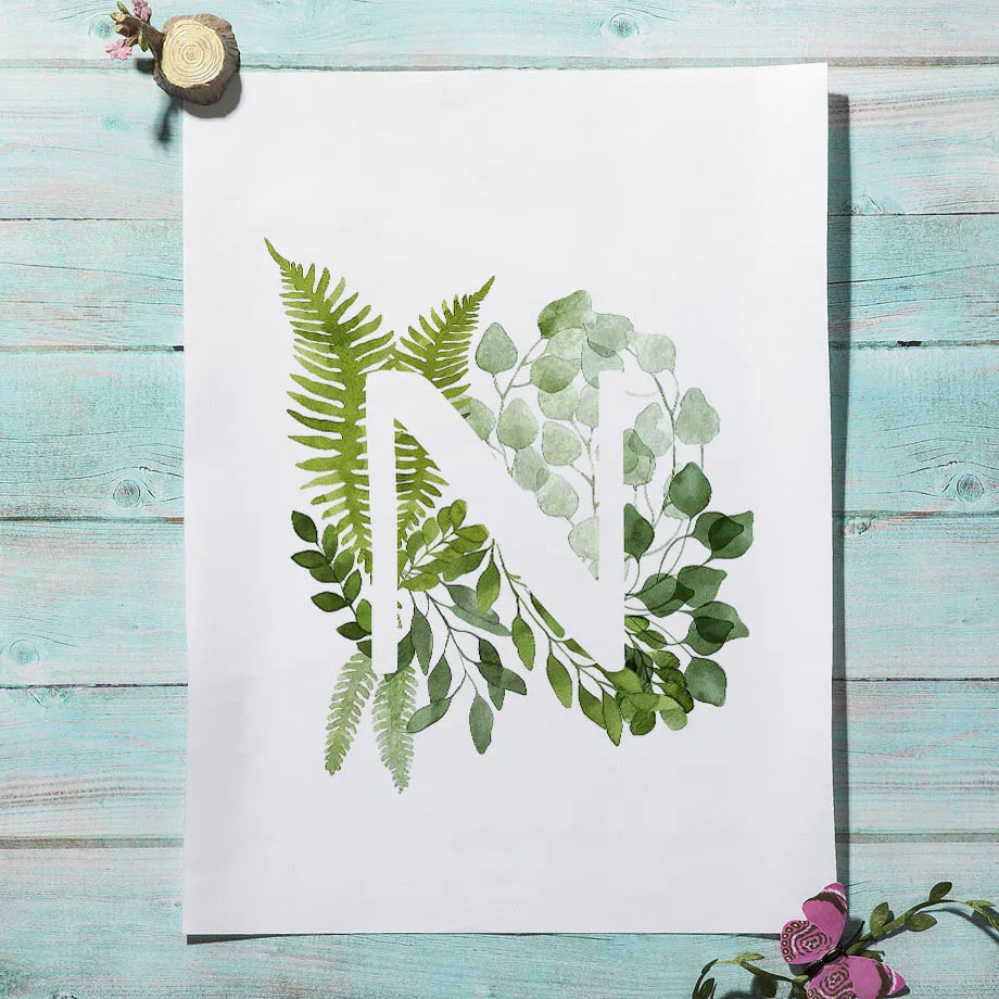 

26 English Letters Flower Plant Alphabet Wall Art Canvas Painting Nordic Posters And Prints Wall Pictures For Living Room Decor