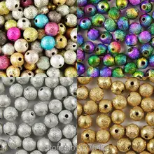 Смешанные акриловые круглые бусины-разделители цвета: серебро, золото, радуга, Звездная пыль, амулеты 4, 6, 8, 10, 12, 20 мм для изготовления ювелирных изделий, рукоделие