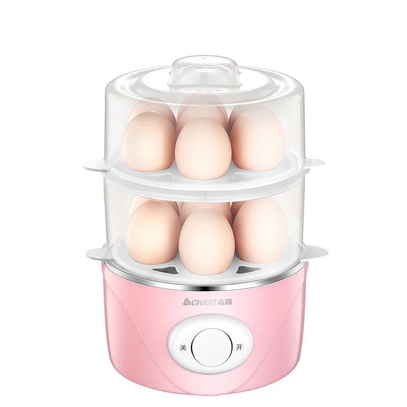 

Double layer egg boiler steamer Automatic power-off egg cooker Mini breakfast machine for 7 eggs with Food grade stainless steel