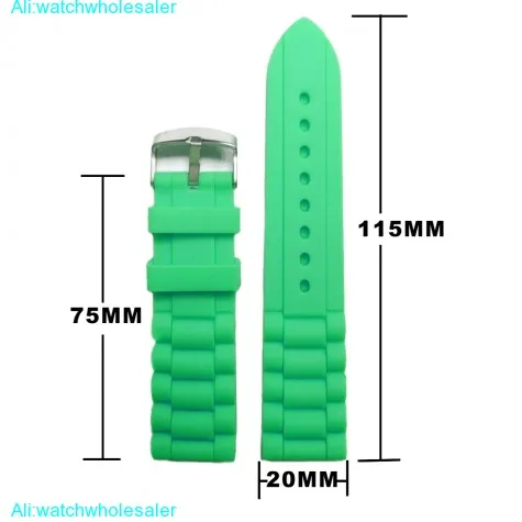 20mm Mint Green Silicone Jelly Rubber Boys Girls Watch Band Straps WB1002Q20JB