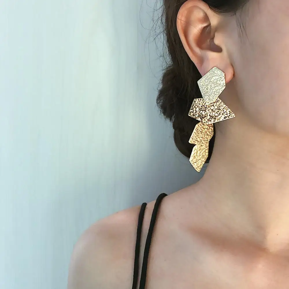 

Earrings Fashion Bohemian Vintage Multi-layer Metal Pendant Exaggerated Geometry Earrings For Women Jewelry Boho Style Gifts