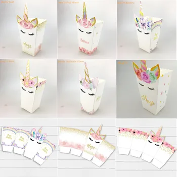 

12pcs Unicorn Popcorn Boxes DIY Party Decoration Unicorn Theme Party Popcorn Bags Baby Shower Kids Birthday Party Supplies