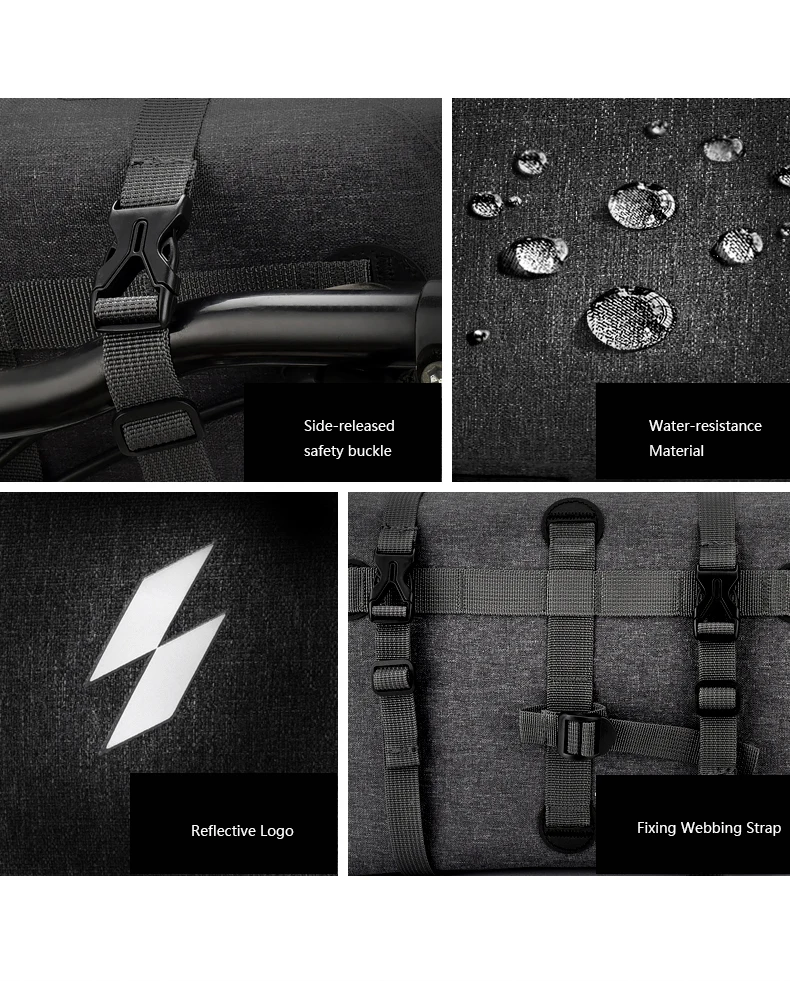 Cheap ROSWHEEL 112008 Reflective Cycling Mountain Road Bicycle 5L Bike Handlebar Bag Front Frame Top Tube Pannier Pouch Roll-up Design 7