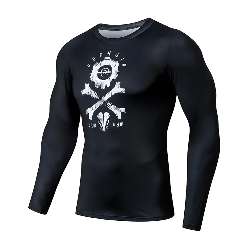 

ZRCE New Funny Mens Fitness 3 D Prints Long Sleeves Skin Tights T Shirt Bodybuilding Compression Shirts Crossfit Workout Top