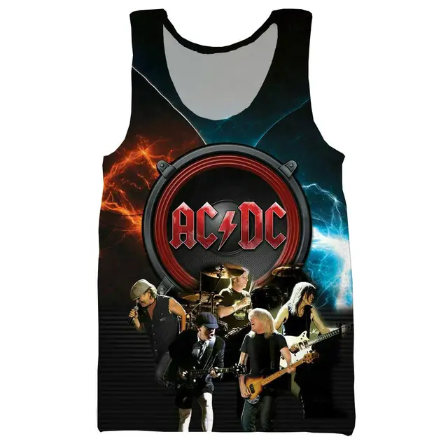 New AC DC rock band 3D printed tank top for men fashion cool summer
