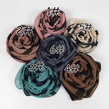 

K23 High quality stripe crinkle viscose hijab wrap shawls headband women scarf scarves 10pcs/lo't can choose colors