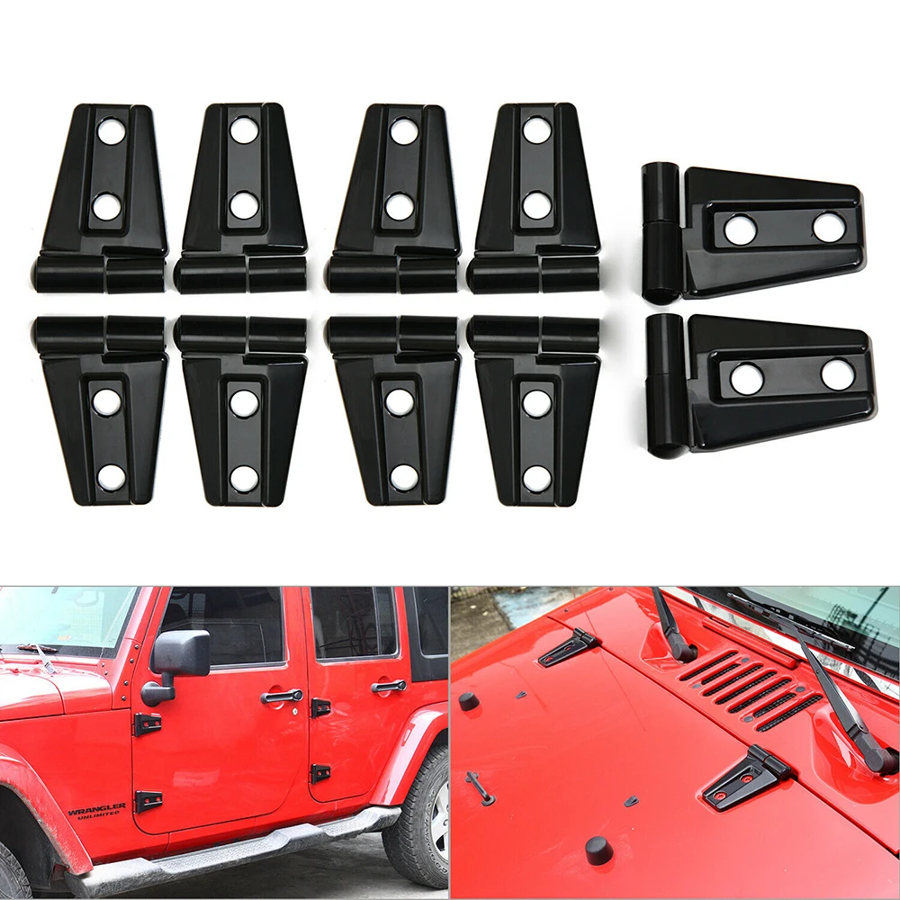 

10pcs Multifunction Hood & Door Hinge Cover Fits For Jeep Wrangler JK JKU 2007-2017 Unlimited Accessories For Most Car Devices